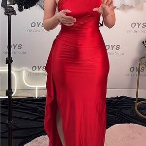 Chic One Shoulder Red Dress